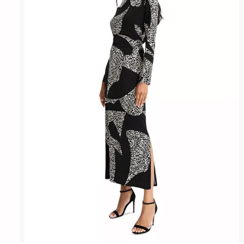 NWT Leopard and Black Printed Long Sleeve Maxi Dress